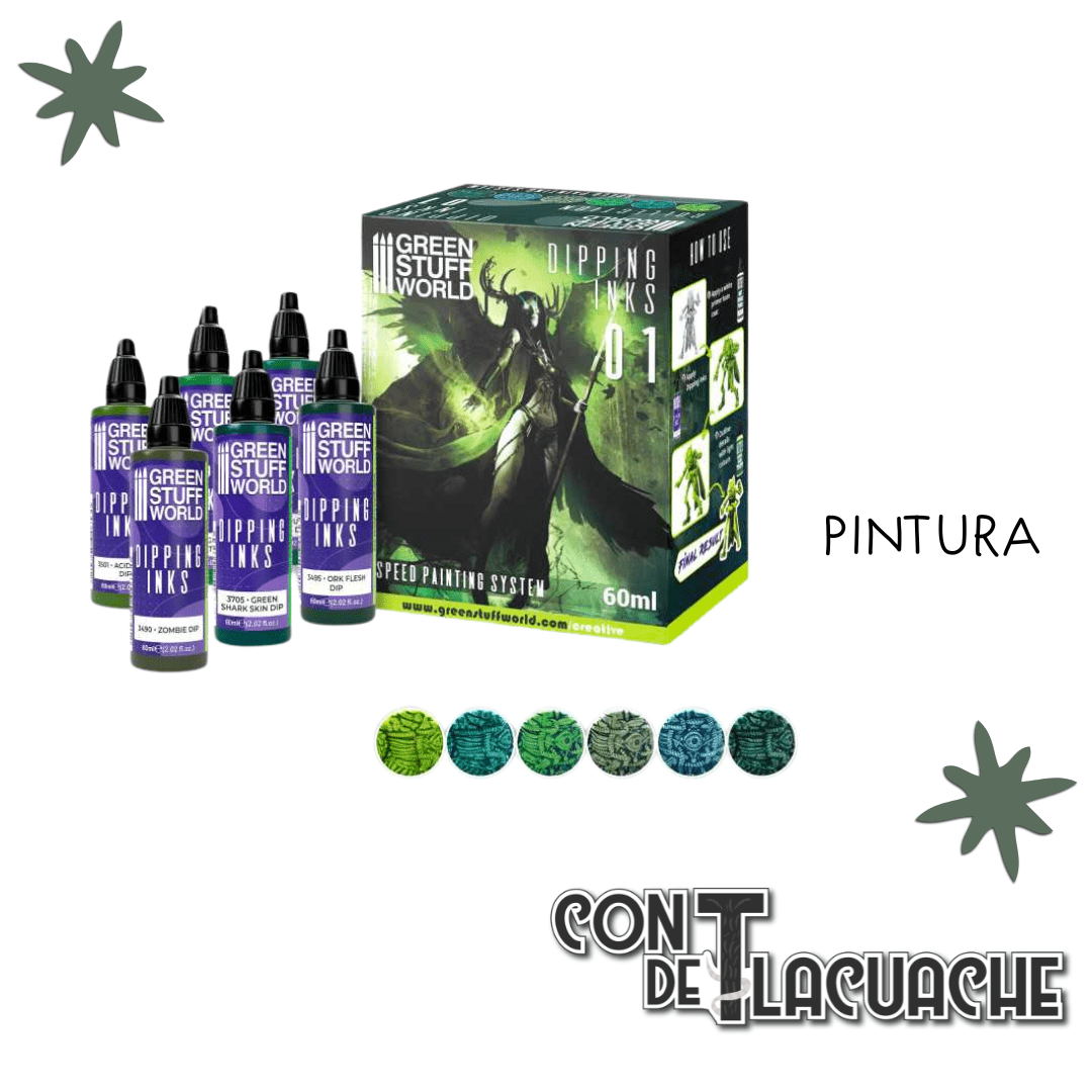 Set de Pintura / Paint Set - Dipping collection 01 (GREEN) | Green Stuff World - Con T de Tlacuache - Green Stuff World