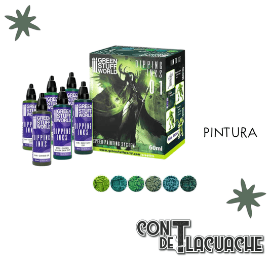 Set de Pintura / Paint Set - Dipping collection 01 (GREEN) | Green Stuff World - Con T de Tlacuache - Green Stuff World