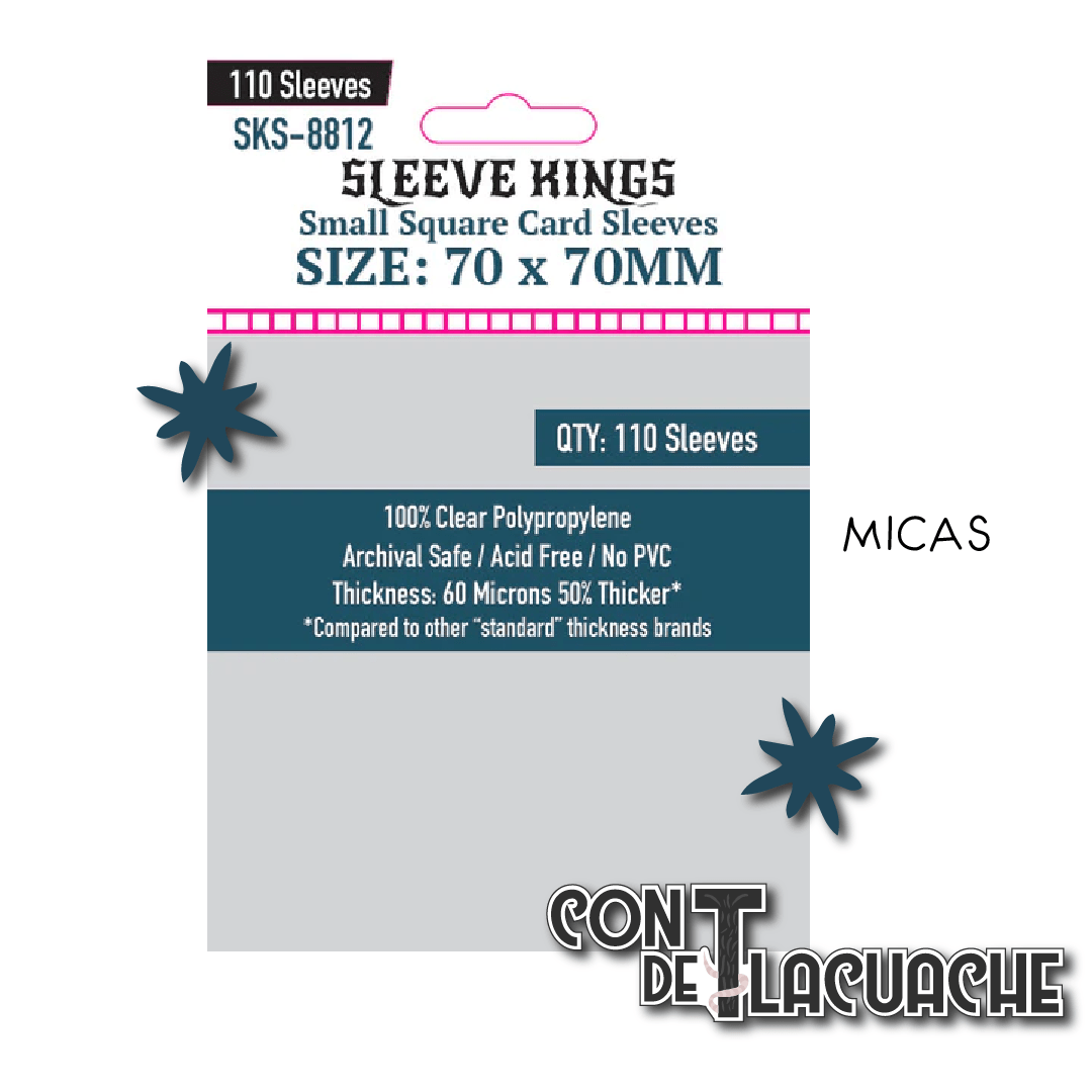 Small Square Card Sleeves (70x70mm) (110pzas) | Sleeve Kings - Con T de Tlacuache - Sleeve Kings