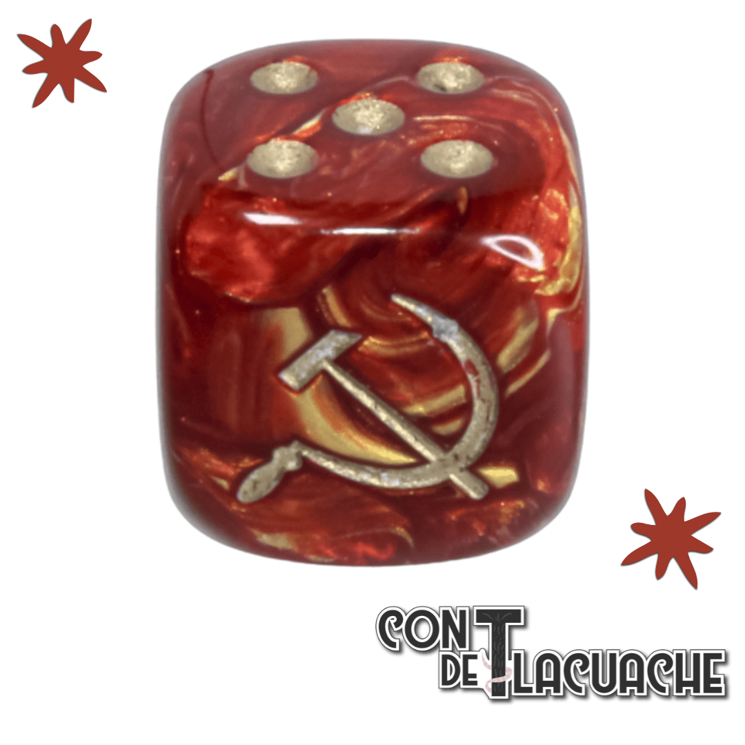 Soviet Union War Dice Scarab Scarlet/gold 16mm d6 Dice Block (12 dice) | Chessex - Con T de Tlacuache - Con T de Tlacuache