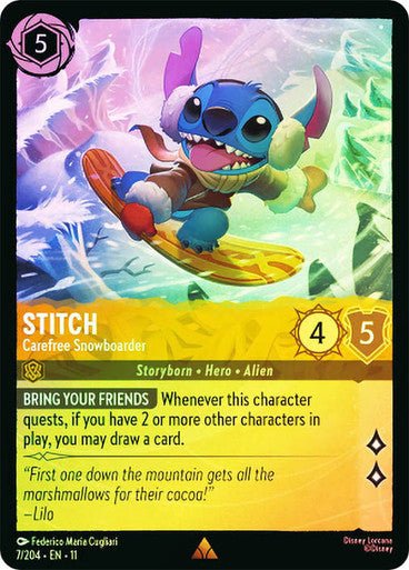 Stitch - Carefree Snowboarder (Cold Foil) | Ravensburger - Con T de Tlacuache - Ravensburger