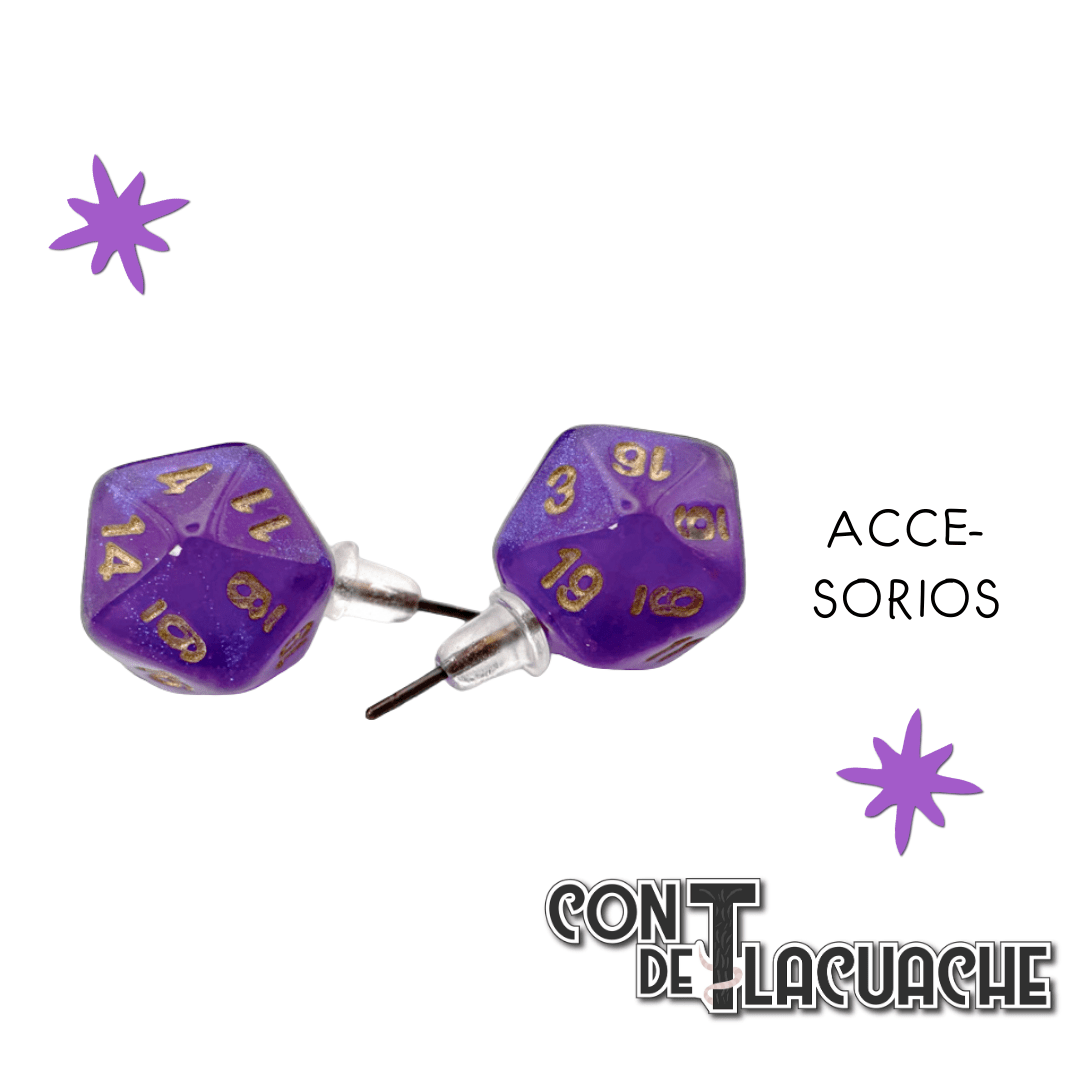 Stud Earrings Purple Mini d20 | Chessex - Con T de Tlacuache - Chessex