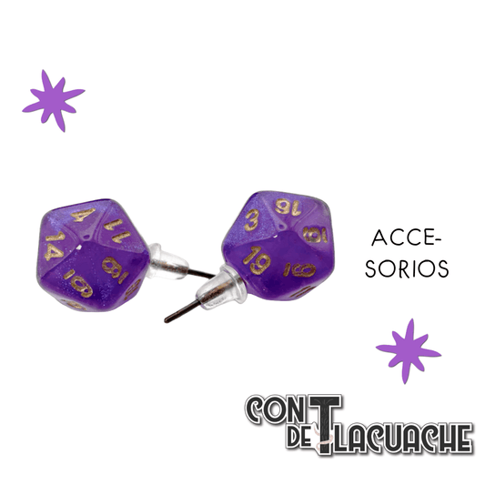 Stud Earrings Purple Mini d20 | Chessex - Con T de Tlacuache - Chessex