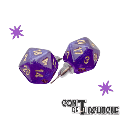 Stud Earrings Purple Mini d20 | Chessex - Con T de Tlacuache - Chessex