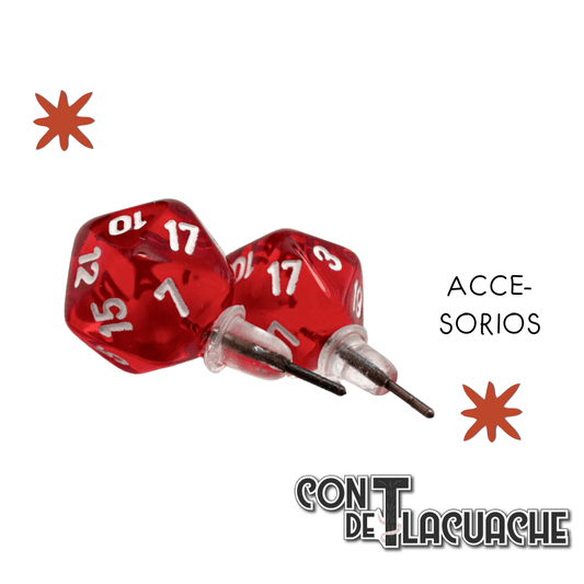 Stud Earrings Red Mini d20 | Chessex - Con T de Tlacuache - Chessex