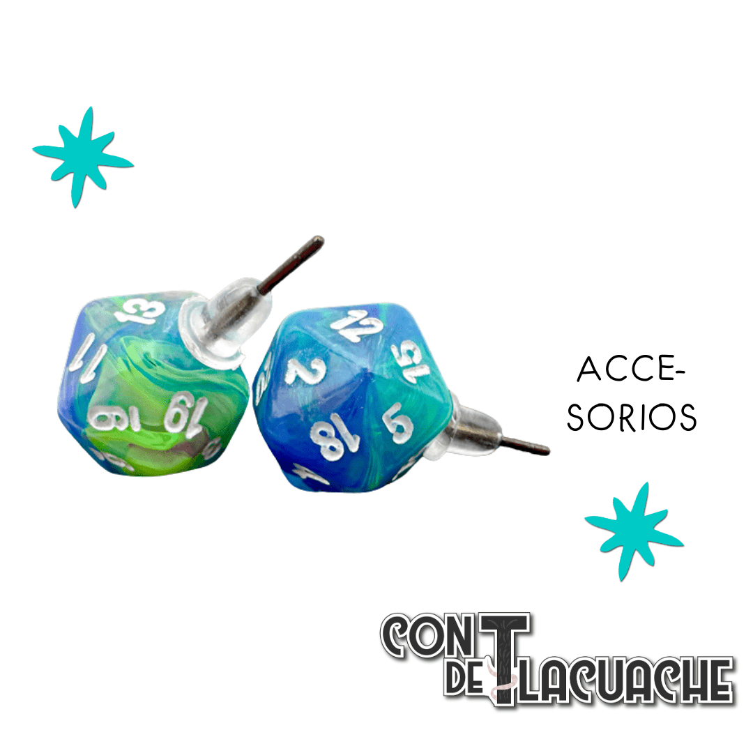 Stud Earrings Waterlilly Mini d20 | Chessex - Con T de Tlacuache - Chessex