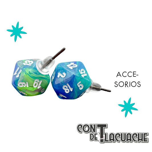 Stud Earrings Waterlilly Mini d20 | Chessex - Con T de Tlacuache - Chessex