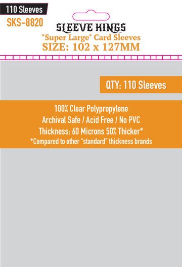 Super Large Game Card Sleeves (102x127mm) 110 Pack | Sleeve Kings - Con T de Tlacuache - Sleeve Kings