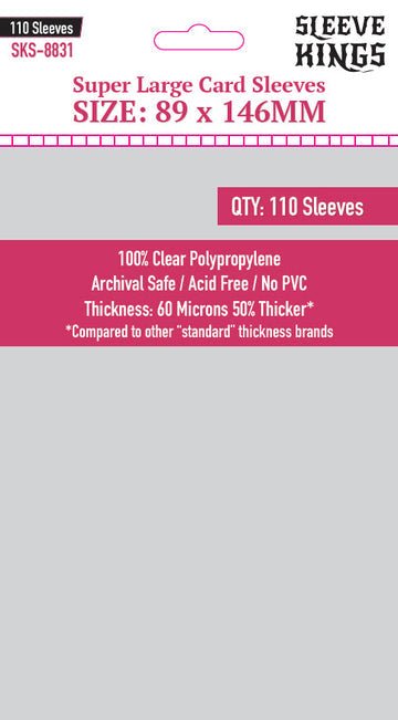 Super Large Game Card Sleeves (89x146mm) 110 Pack | Sleeve Kings - Con T de Tlacuache - Sleeve Kings