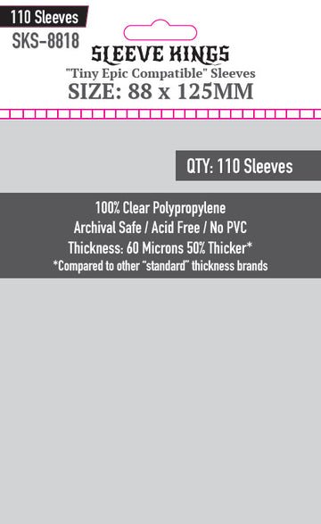 Tiny Epic Compatible Card Sleeves (88x125mm) 110 Pack | Sleeve Kings - Con T de Tlacuache - Sleeve Kings