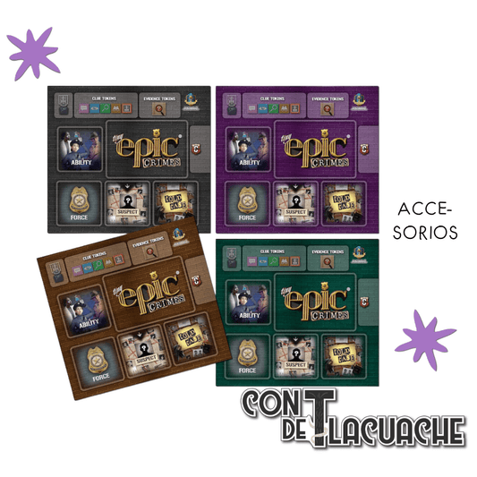 Tiny Epic Crimes: Detective Mats (4) | Gamelyn Games - Con T de Tlacuache - Gamelyn Games