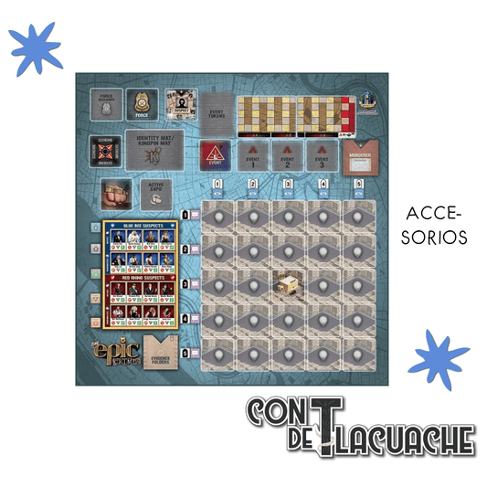 Tiny Epic Crimes: Game Mat | Gamelyn Games - Con T de Tlacuache - Gamelyn Games