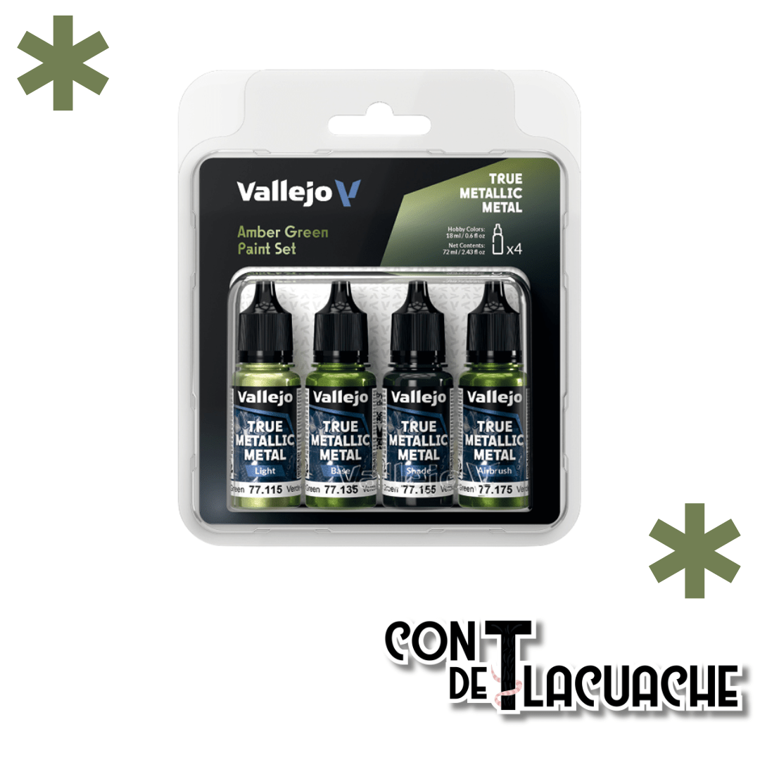 True Metallic Metal Amber Green Color Set (4) | Vallejo - Con T de Tlacuache - Vallejo