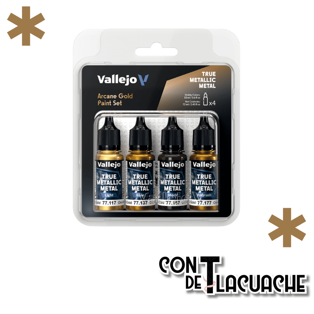 True Metallic Metal Arcane Gold Color Set (4) | Vallejo - Con T de Tlacuache - Vallejo