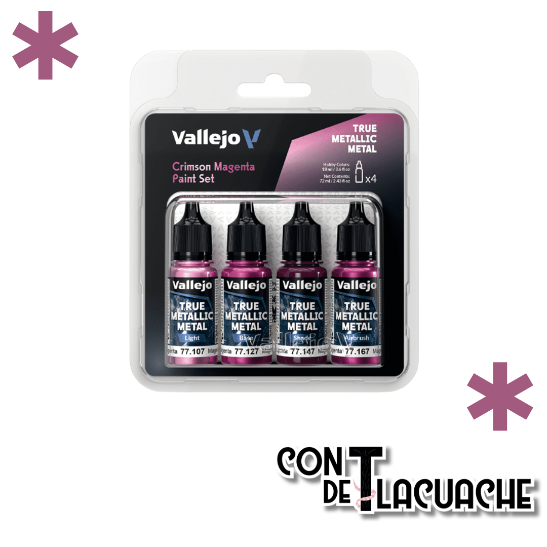 True Metallic Metal Crimson Magenta Color Set (4) | Vallejo - Con T de Tlacuache - Vallejo