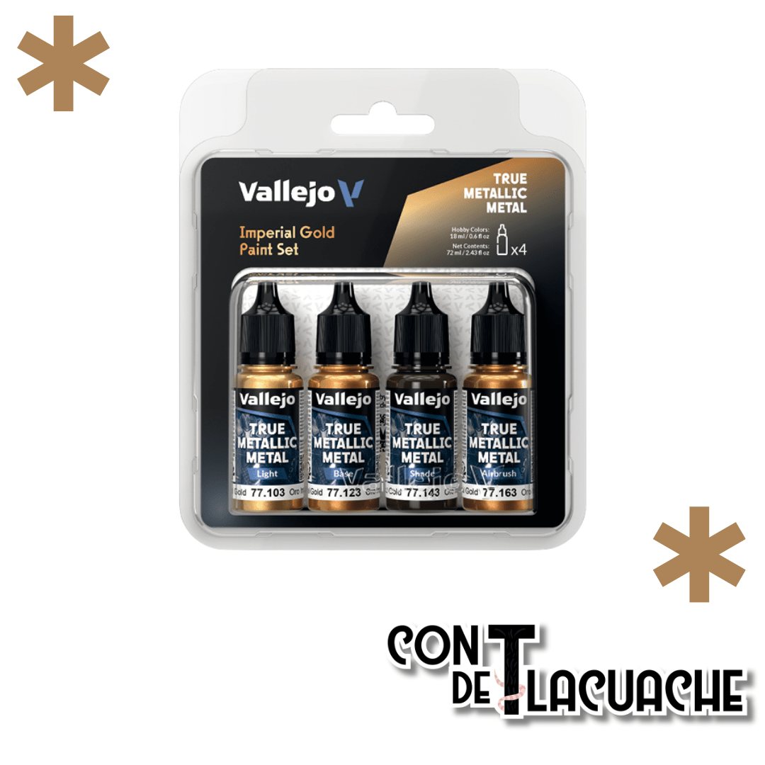 True Metallic Metal Imperial Gold Color Set (4) | Vallejo - Con T de Tlacuache - Vallejo