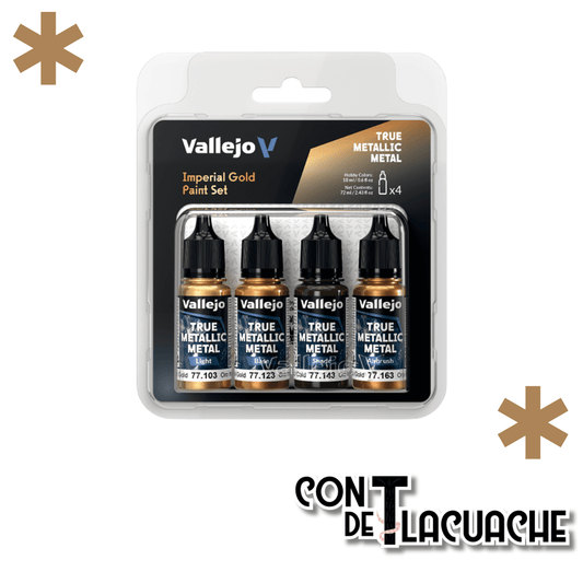 True Metallic Metal Imperial Gold Color Set (4) | Vallejo - Con T de Tlacuache - Vallejo