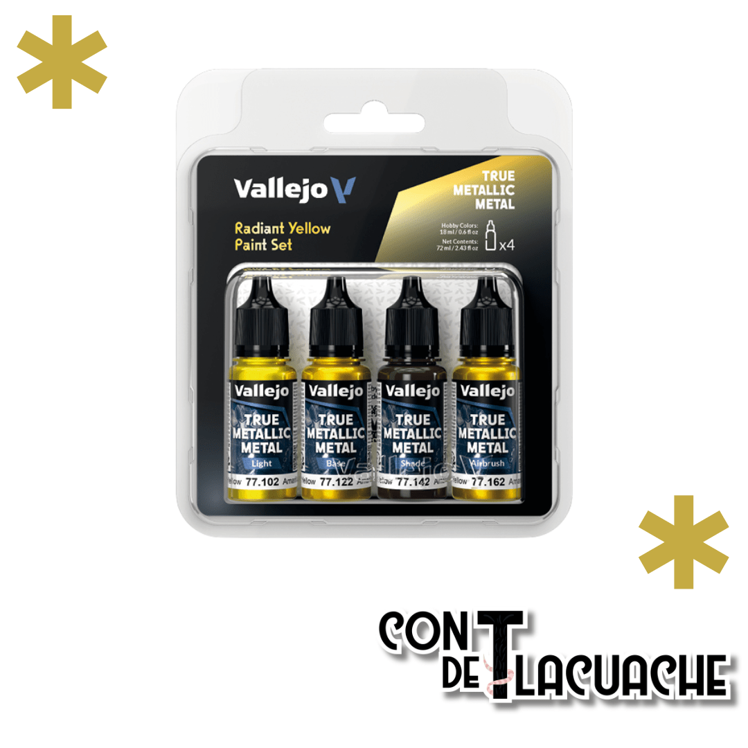 True Metallic Metal Radiant Yellow Color Set (4) | Vallejo - Con T de Tlacuache - Vallejo