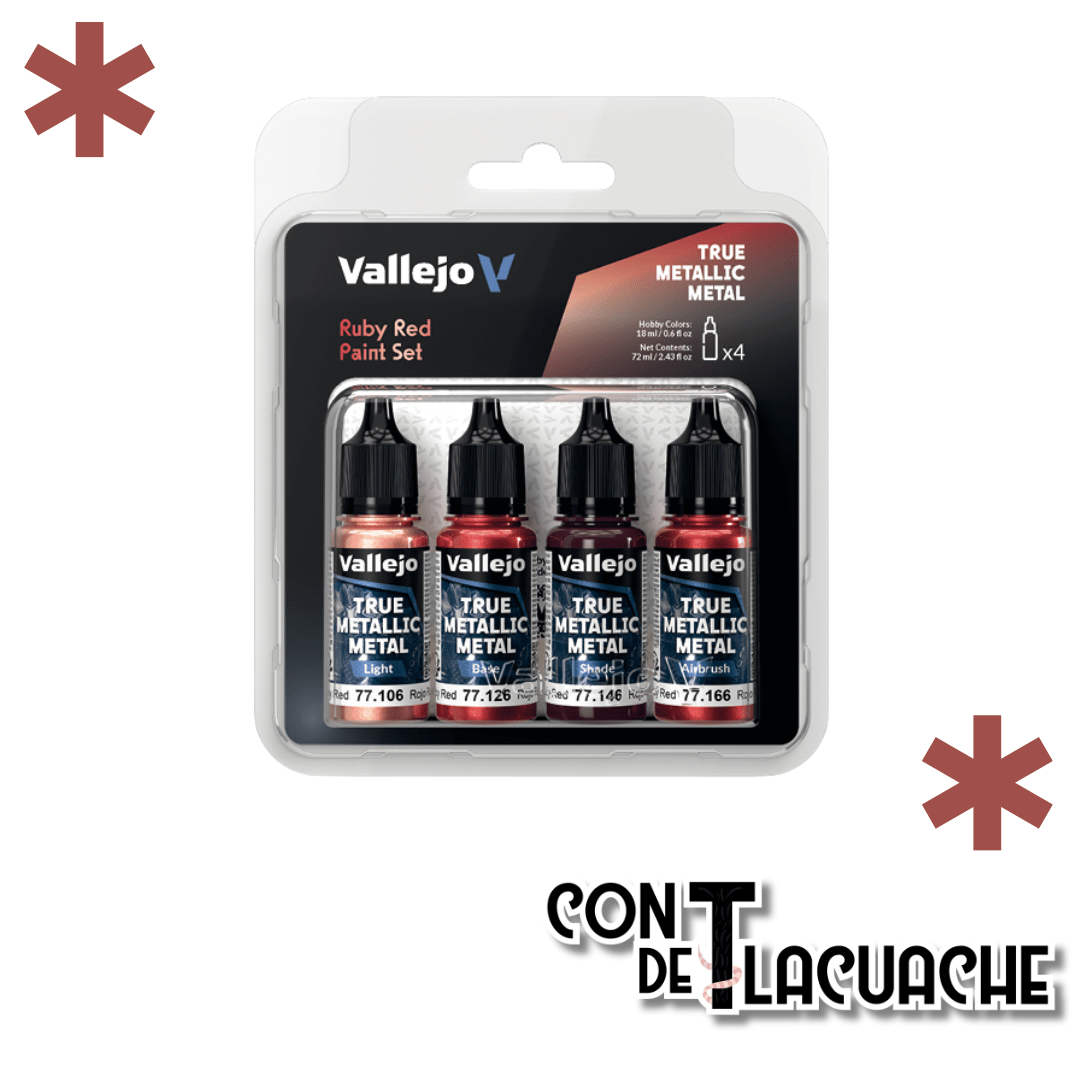 True Metallic Metal Ruby Red Color Set (4) | Vallejo - Con T de Tlacuache - Vallejo