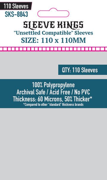 Unsettled Compatible Sleeves (110 X 110 MM) 110 Pack | Sleeve Kings - Con T de Tlacuache - Sleeve Kings