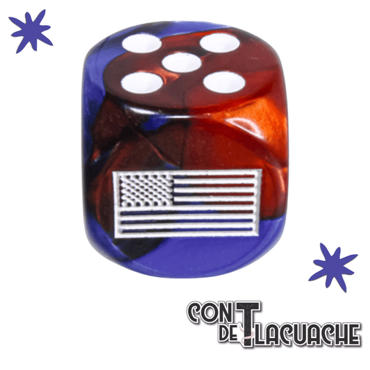 US War Dice Gemini Blue - Red/white 16mm d6 Dice Block (12 dice) | Chessex - Con T de Tlacuache - Con T de Tlacuache
