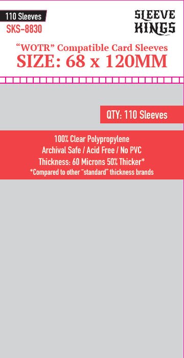 WOTR Compatible Sleeves (68x120mm) 110 Pack | Sleeve Kings - Con T de Tlacuache - Sleeve Kings