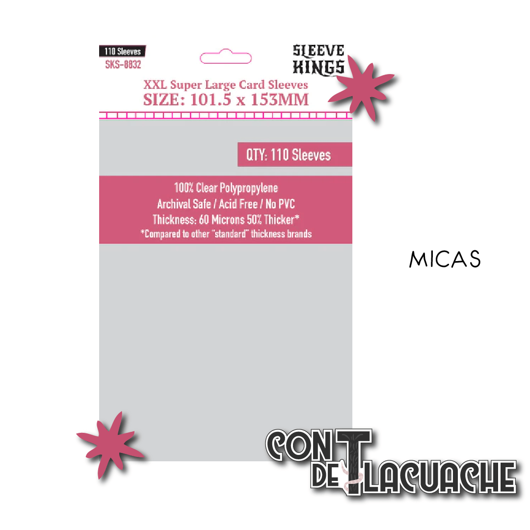 XXL Super Large Card Sleeves (101.5x153mm) (110pzas) | Sleeve Kings - Con T de Tlacuache - Sleeve Kings