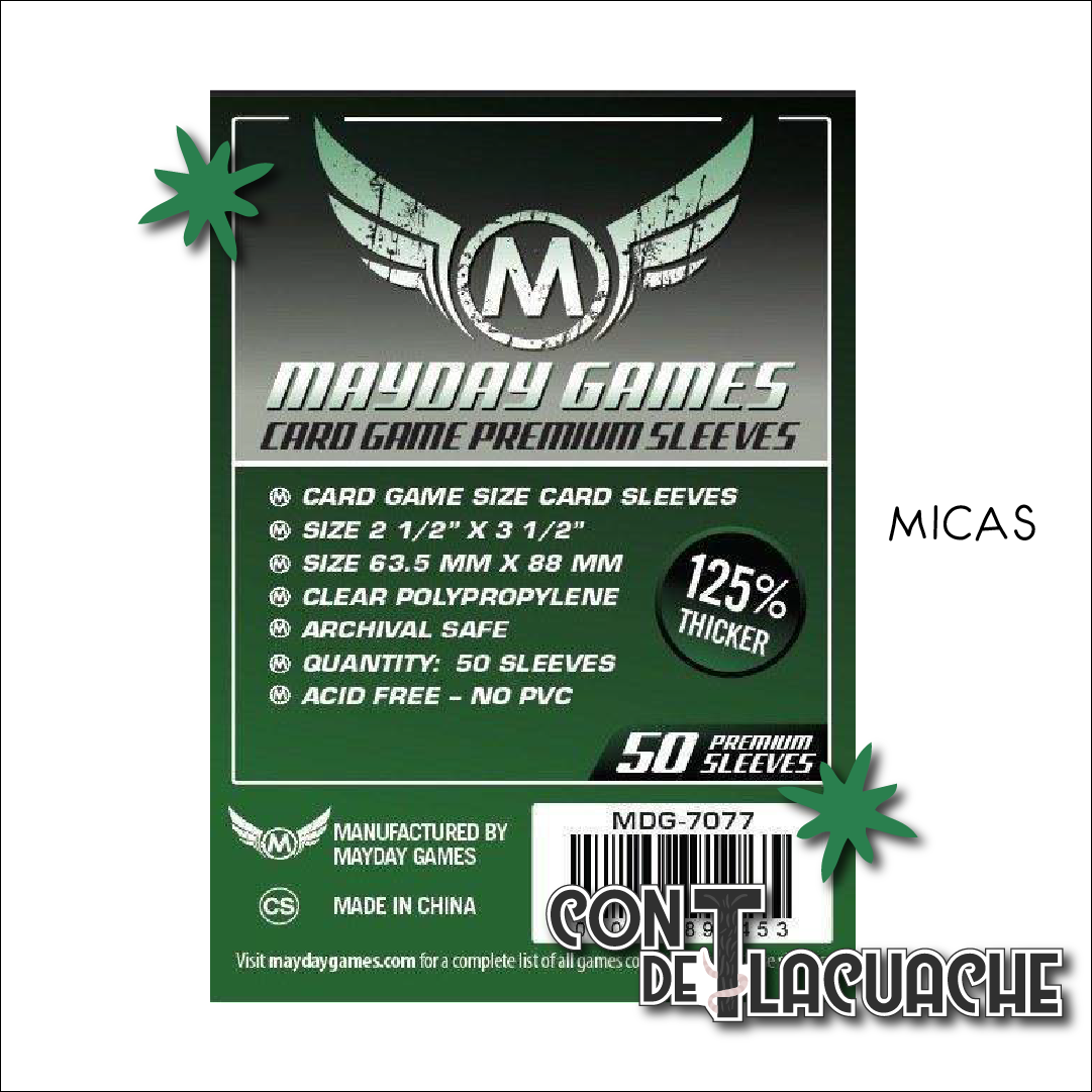 Card Game Sleeves (63.5x88mm) Premium Protection (50pzas) | Mayday Games Juego de Mesa México