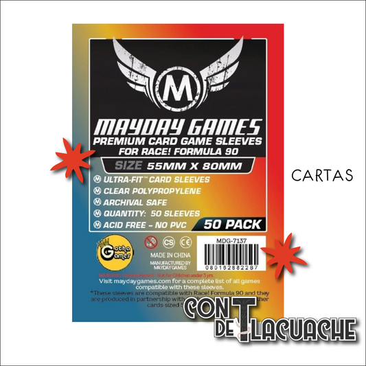 "Race! Formula 90" Micas Ultra Fit Premium Protection (50pzas) | Mayday Games Juego de Mesa