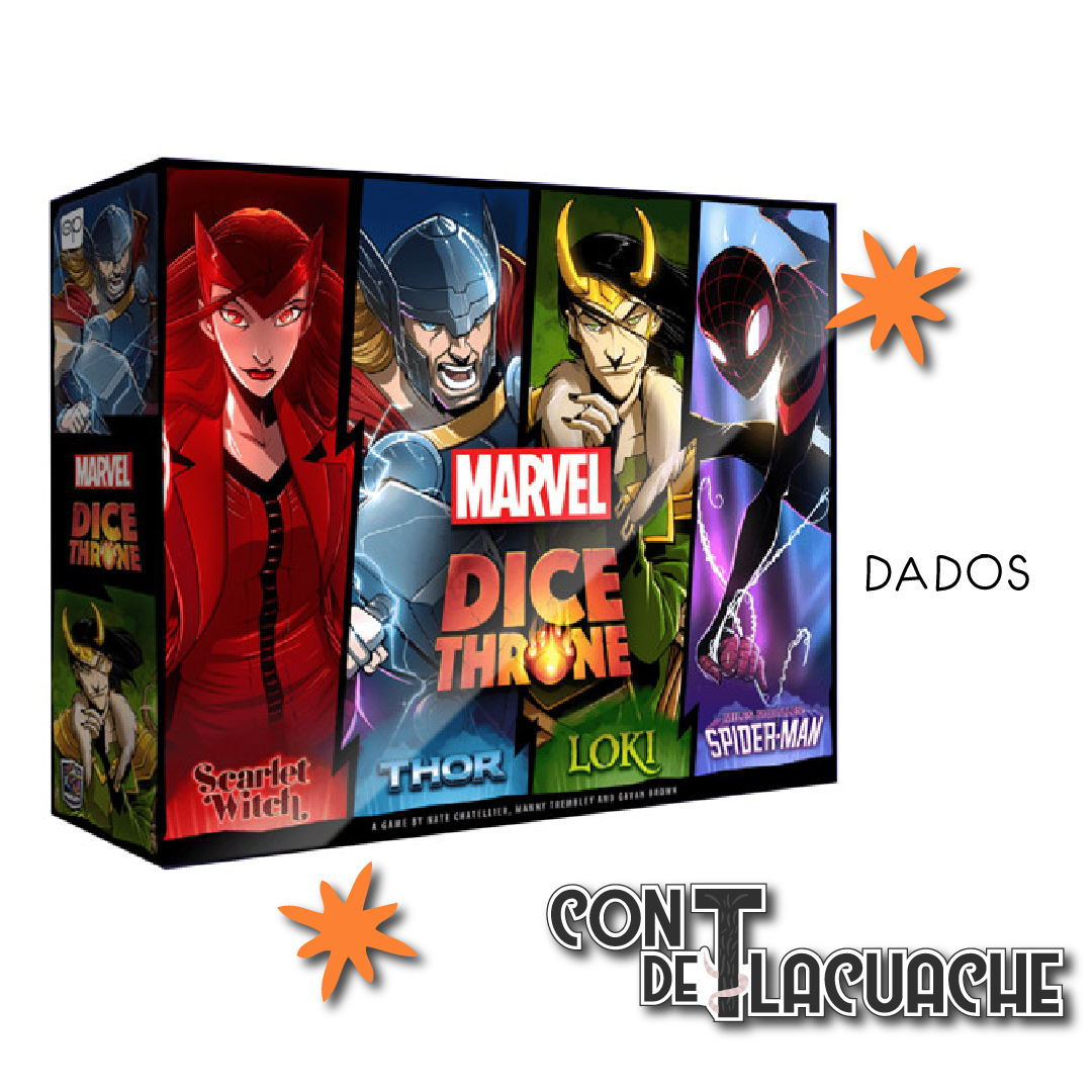 Marvel Dice Throne: 4-Hero Box (Scarlet Witch, Thor, Loki, & Spider-Man) | Roxley Juego de Mesa México Lanzamiento de Dados