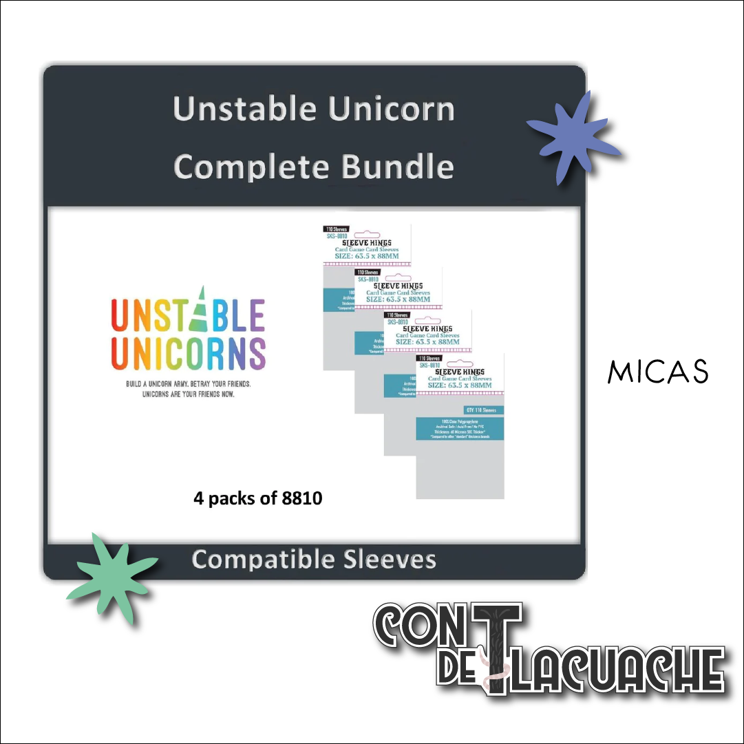 Unstable Unicorns Complete Combo de Micas (8810X4) | Sleeve Kings Juego de Mesa México