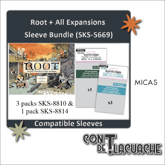 Root + All Expansions Combo de Micas (8810X3 + 8814X1) | Sleeve Kings - Con T de Tlacuache - Sleeve Kings