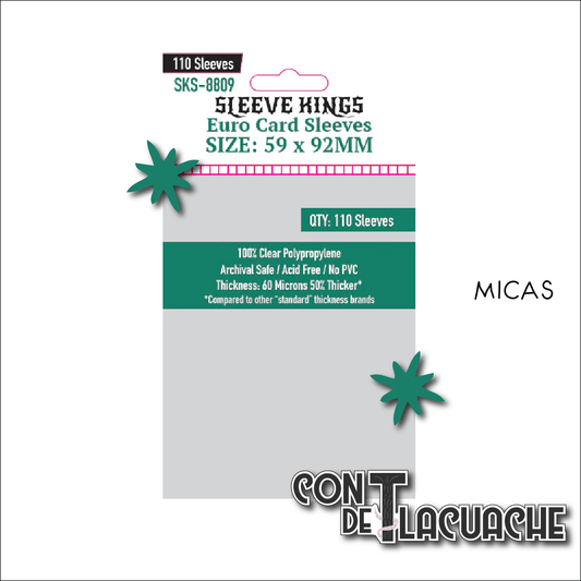 Sleeve Kings Euro Card Sleeves (59x92mm) (110pzas) | Sleeve Kings - Con T de Tlacuache - Sleeve Kings