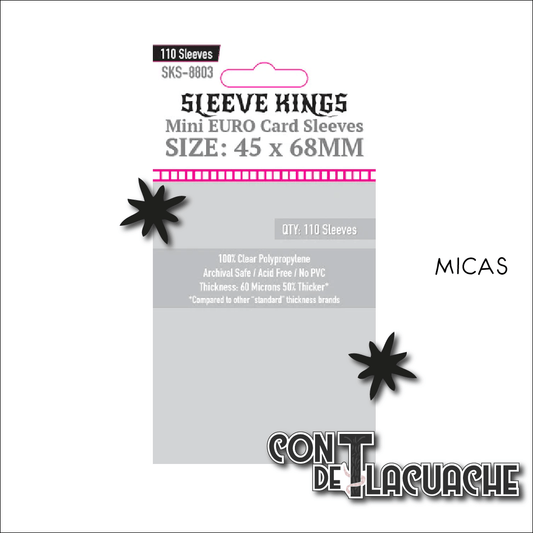 Sleeve Kings Mini Euro Card Sleeves (45x68mm) (110pzas) | Sleeve Kings - Con T de Tlacuache - Sleeve Kings
